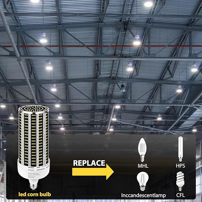 2 Pack 400W LED Corn Light Bulb,3850W Equivalent Commercial Grade 59000LM 5000K Daylight E26/E39 Medium/Mogul Base LED Lamp,Large Area Lights for Outdoor Indoor Garage Warehouse Gym Bay Light
