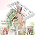 Wall Mounted Clothes Drying Rack 32 inches,Foldbale Laundry Drying Rack Wall Mount,Drying Rack Clothing Space Saver,Retractable,Collapsible,Folding Laundry Rack,White
