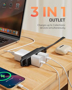 DEWENWILS 3FT 360° Rotating Flat Plug Extension Cord/Wire, 16AWG Multi 3 Outlet Extension Cord, 3 Prong Grounded Wire for Small Appliances, 2 Pack, Black