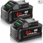 2Pack 8.0Ah Replacement for Milwaukee M18 Battery 18V Lithium Compatible with Milwaukee M-18 Battery 48-11-1865 48-11-1850 48-11-1860 48-11-1865 48-11-1852 48-11-1840 48-11-1862 Cordless Power Tools
