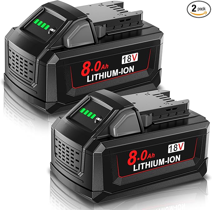 2Pack 8.0Ah Replacement for Milwaukee M18 Battery 18V Lithium Compatible with Milwaukee M-18 Battery 48-11-1865 48-11-1850 48-11-1860 48-11-1865 48-11-1852 48-11-1840 48-11-1862 Cordless Power Tools