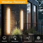 Aipsun 2 Pack Outdoor Wall Lights, LED Exterior Light Fixtures Wall Mount, Modern Porch Lights Wall Sconce, Long LED Linear Outside Lighting for Garage, Front Door 3000K