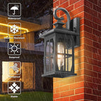 Darkaway Outdoor Light Fixtures Wall Mount, Outdoor Wall Lights Exterior Lighting Fixtures Waterproof Black Outside Wall Sconce with Seeded Glass for House Porch Hallway Garage Front Door