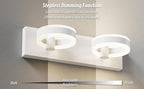 LED Bathroom Light Fixtures,15inch White Vanity Lights, Modern 2 Light Acrylic Wall Sconces, 350° Rotatable Wall Lighting Fixture Over Mirror