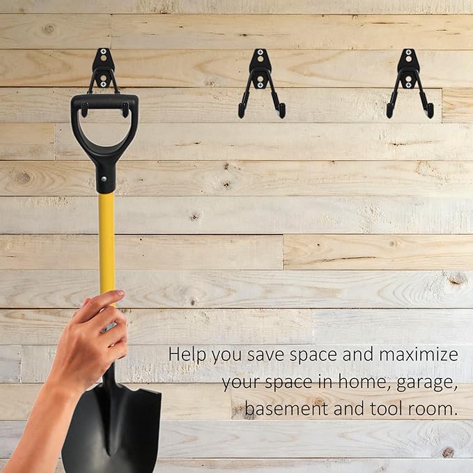 4 Pack Garage Hooks, Garage Tool Organizer Wall Mount, Heavy Duty for Utility Organizer, Steel Utility Garage Hooks for Ladders, Garden Tools, Bike