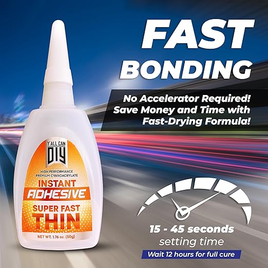 2 Pk X 1.76 Oz. (50g) CA Glue - Thin Cyanoacrylate Based Super Glue for Woodworking - Model Car Adhesive, Strong Bonds in Model Airplane, Wood Projects. Fast Drying, Instant Wood Bond