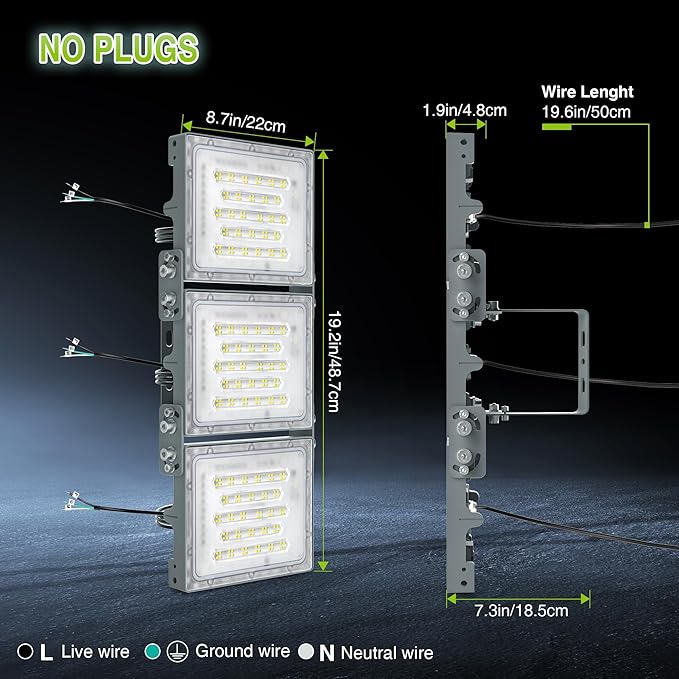 STASUN 2 Pack 300W LED Flood Lights, Mini Series Outdoor Floodlight, 30000LM 6000K Daylight White, IP66 Waterproof, 3 Adjustable Heads, Exterior Flood Lights for Yard, Driveway, Garage, Patio,Barn