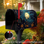 Halloween Pumpkin Castle Mailbox Covers Magnetic Standard Size 21x18 Inch Spooky Witch Mailbox Cover Moon Night Letter Post Box Wraps for Garden Yard Outdoor Decor