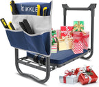 ikkle Garden Kneeler and Seat Gardening Stool Kneeler Folding Gardening Bench with Thicker Detachable Kneeling Pad and Tool Store Pouches (Blue)