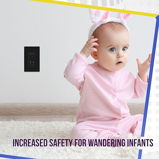 ENERLITES 40 Pack Matte Black Decorator Receptacle with Screwless Wall Plate, Standard Electrical Wall Outlet, 15A 125V, Self-Grounding, 2-Pole, 3-Wire, UL Listed, 61502-TR-MBKSID, Tamper Resistant