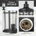 Darkaway Large Outdoor Post Lights Lamp Posts Outdoor Lighting, 17inch Aluminum Post Lights Waterproof Outdoor Light Fixtures with Glass, Light Posts for Outside Patio Yard (Large, Black)
