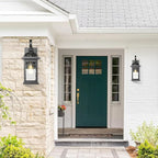 Darkaway Outdoor Lights Fixture Wall Mount, Exterior Wall Light with Water Ripple Glass Waterproof Black Outside Wall Sconce for House Porch Hallway Garage