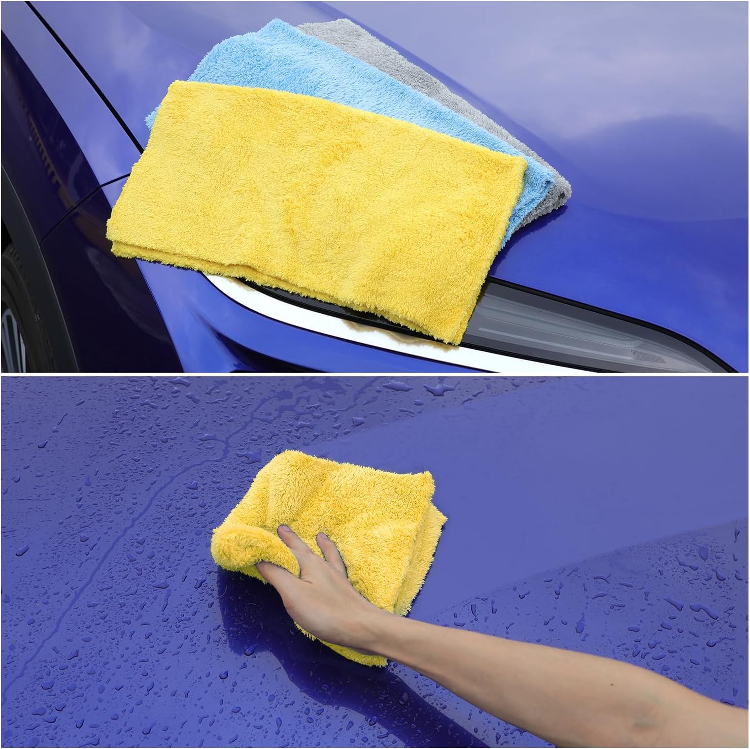 Microfiber Hand Towels,Upgraded 450gsm Ultra-Thick,Washcloths for Car and Home Polishing Washing & Detailing,Car Cleaning Interior Rags 16"x16"|Yellow 6-Pack