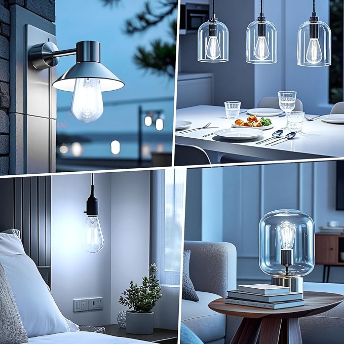 Brightown 6 Pack LED Edison Bulbs, 6W, Equivalent 60W, High Bright 5000K White,750 Lumens, Non-Dimmable, E26 Medium Base ST58 Antique Filament Bulbs with 83+ CRI for Ceiling Fan Bathroom Porch