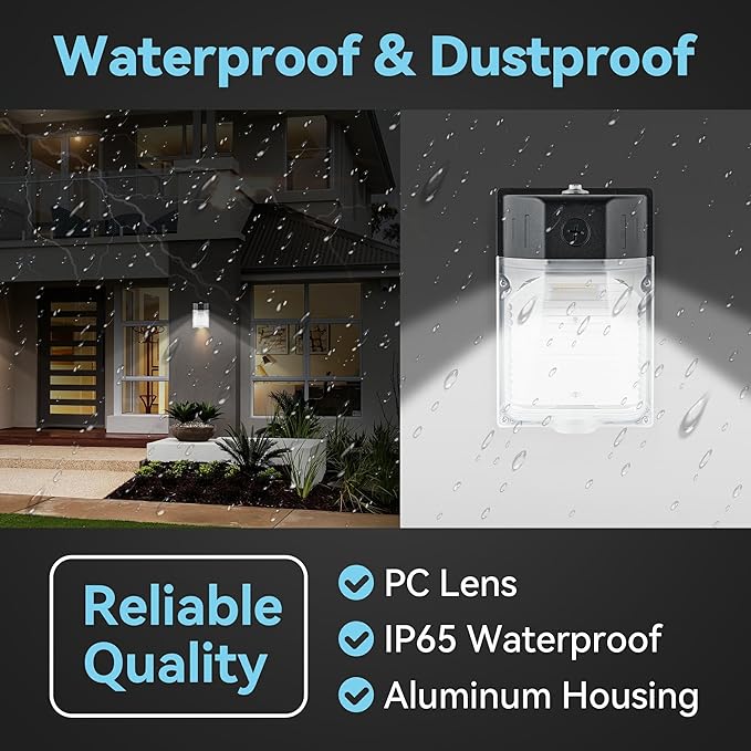 30W LED Wall Pack Light with Dusk to Dawn Photocell 4Pack, 3CCT 4000/5000/6500K, 15/20/25/30W Selectable, LED Wall Lights Outdoor Security Lighting for House Garage Yard Garden, 100-277VAC, ETL Listed