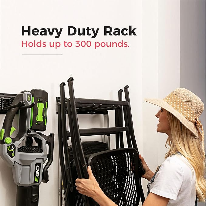 TIDYME Garage Tool Organizer Wall Mount - 48 inches - Sturdy Storage Rack with Adjustable Hooks, Anti-Rust - Easy Installation, 300lbs Capacity - Garden Tool Organizer (03 Racks & 06 Hooks)