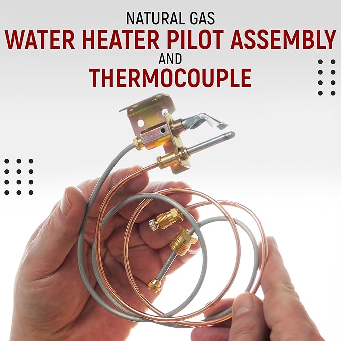 Water Heater Pilot Assembly, 24'' Pilot Thermocouple for Gas Water Heaters, Fits Desa, NR, Sears, Remington, Reddy, All-Pro, Universal