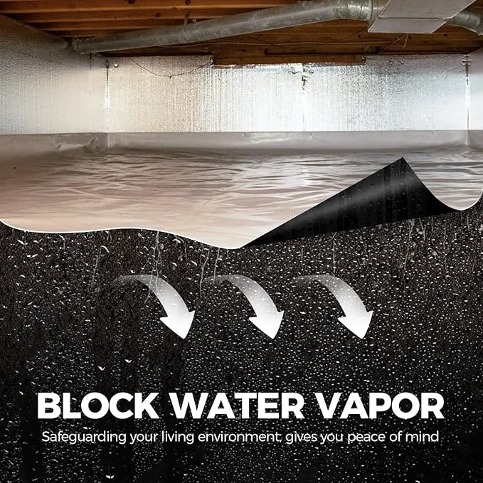 ALORAIR Crawl Space Vapor Barrier 10 mil 10'x25', Drop Cloth Vapor Barrier Covering for Crawlspace Encapsulation Moisture Control, Thick Plastic Sheeting Heavy Duty, Black and White Panda Film