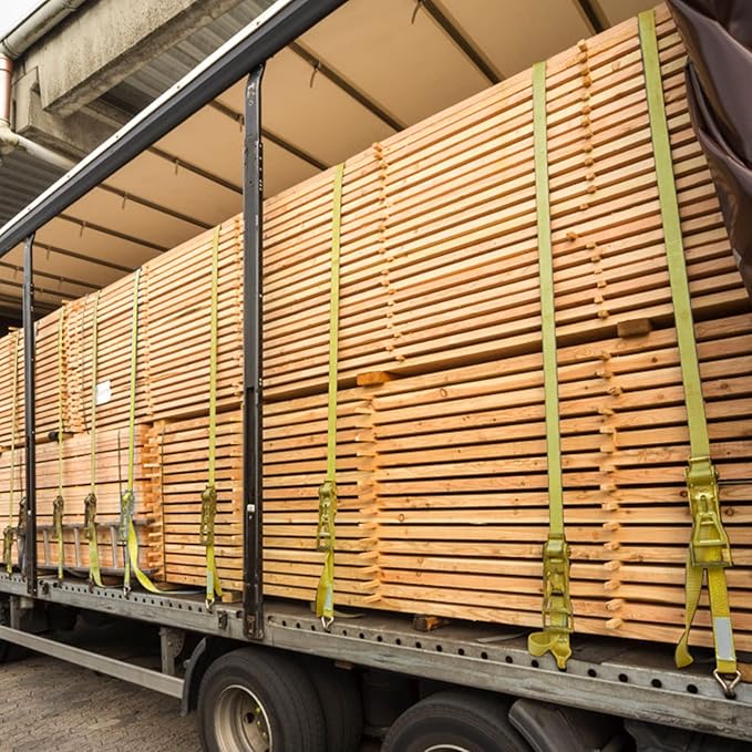 Ratchet Tie Down Strap - 2 Pack 2" x 27' Heavy Duty Ratchet Straps with Aluminum Handle, Cargo Straps for Moving Appliances, Lawn Equipment, Motorcycle in a Truck Yellow