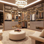 Corner Closet System with 12 Shelves, 39.2" Corner Closet Organizer System with 2 Hanging Rods, Versatile 6-Tier Walk-in Closets for Corner Space, Grey (39.2" L x 39.2" W x 80" H)