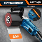 LDHTHOPI 1800W Burnishing Polishing Machine, 110V Handheld Electric Stainless Steel Polisher, 8 Variable Speed, 3100RPM for Metal with 2 Wheels, Stainless Steel, Wood