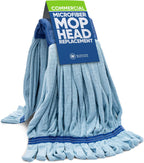 Commercial Mop Head Replacement – 1 Pack Blue Large Microfiber Tube Mop (18 oz.) | Industrial Wet Mops | Washable Refill, Reusable, Heavy Duty, Looped End Mopheads | Hardwood, Concrete