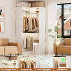 Aheaplus Corner Closet System With Shelves, 34'' Organizer With Hanging Rods, Wood Walk-in for Small Space, Freestanding Tower, L Shaped Garment Rack, White