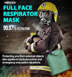 Gas Respirator Mask with 40mm Activated Carbon Filter & Supply Air Hose, Gas Masks Survival Nuclear and Chemical Military Grade, Respirator Mask for Chemicals, Dust, Paint Spray, Organic Vapor