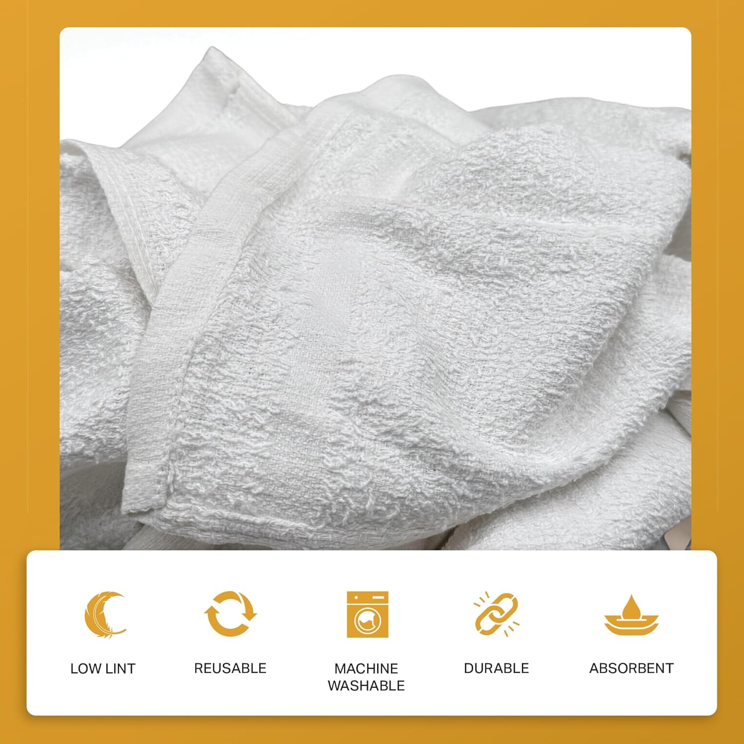 Angel-in-Armor White Terry Cloth Rags (12” x 12”) – 25Ib Bulk Box of 100% Cotton Cleaning Rags (300 Units) – Reclaimed Towels for Plumbers, Shop Use, Janitorial, and Commercial Cleaning