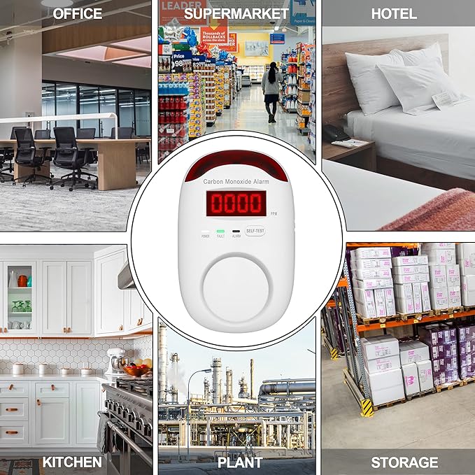 3 Packs Carbon Monoxide Detectors - Hembisen Carbon Monoxide Detector Plug in Type CO Alarm Monitor with Digital Display, Accurate & Easy to Read, for Home/Kitchen/Hotel/Bedroom (White)