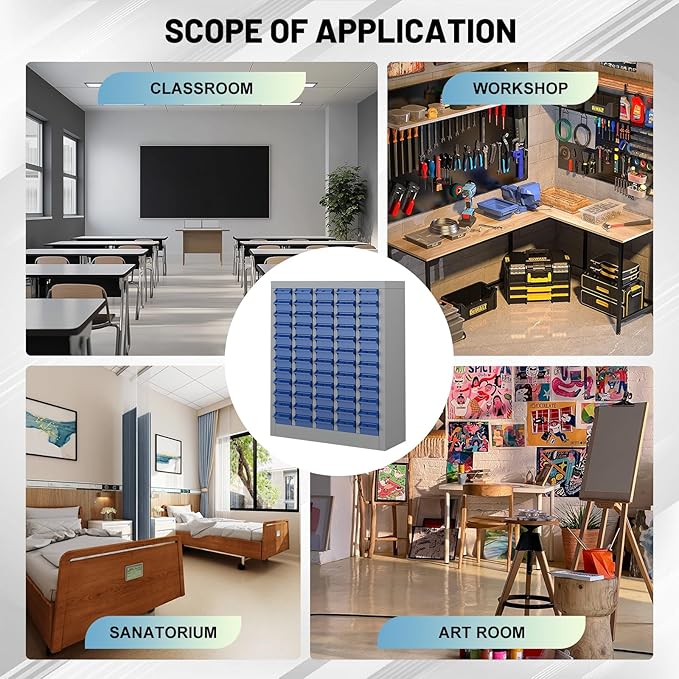 60 Drawer Tool Storage Cabinet with ABS Drawers, Bolt and Nut Organizer Parts Box, Hardware Shelving Unit for Garage and Workshop