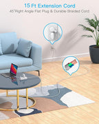 15 Ft Power Strip Surge Protector - One Beat 15ft Extension Cord with 6 Widely Outlets 3 USB Ports (1 USB C), Wall Mount Outlet Extender Long Power Strip for Travel Home Office College Dorm Room