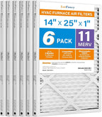 LotFancy 14x25x1 Air Filter MERV 11 Pet Smoke Allergens Defense (6-Pack) Pleated HVAC Furnace Air Filters, Replacement for Home AC & Heating Systems, Actual Size: 13.75" x 24.75" x 0.75"