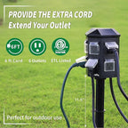 TiFFCOFiO Outdoor Power Stake Timer, 100FT Remote Control, Dusk to Dawn Christmas Light Timer, 6FT Extension Cord Waterproof, 6 Grounded Outlets for Outdoor Christmas Decorations, ETL Listed