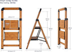 Step Ladders Folding 2-Step Woodgrain Finish Aluminum Foldable Step Stool,Anti-Slip Portable Sturdy for Home & Kitchen Office 330 lbs