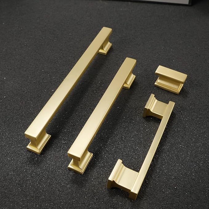 COTYKILEY 10 Pack 9 Inch(228mm) Brushed Brass Cabinet Handles Gold Kitchen Cabinet Pulls Cabinet Door Handles Kitchen Cabinet Hardware