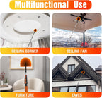 24FT (30FT Reach) Cobweb Duster with Extension Pole, Spider Web Brush for Cleaning Extendable, Professional Ceiling and Corner Dusters for Outdoor Indoor Use