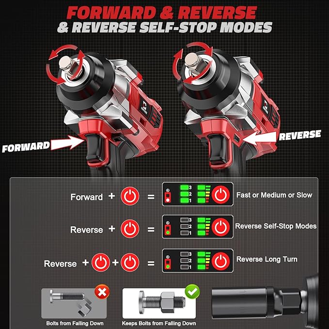 Cordless Impact Wrench 1/2 inch Compatible with Milwaukee 18v Battery Brushless High Torque Impact Driver Gun with 1000 Ft-lbs Torque, LED Work Light, Ergonomic Design Heavy-Duty
