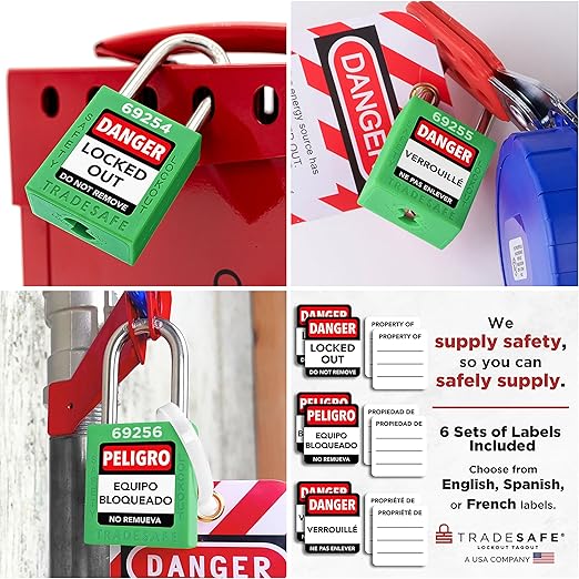 TRADESAFE Lockout Tagout Locks Set - 10 Green Lockout Locks Keyed Different, 2 Keys Per Loto Lock, OSHA Compliant Lock Out Tag Out Padlocks for Electrical Lockout Tag Out Kits