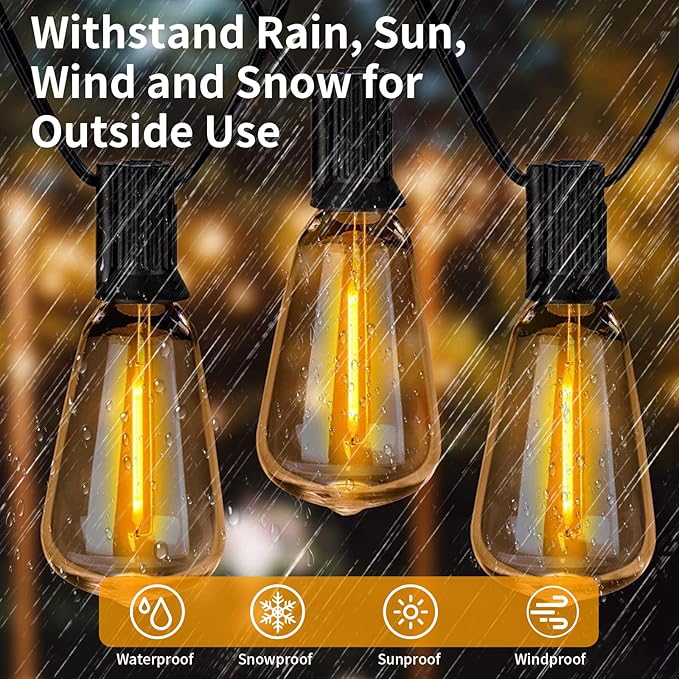 30Pack ST38 LED String Light Bulbs Clear Replacement Bulb 0.6W fits E12 C7 Screw Base Edison Bulbs for Outdoor String Lights Dimmable Bulbs Equal to 7W for Patio Decor, 2700K Warm White