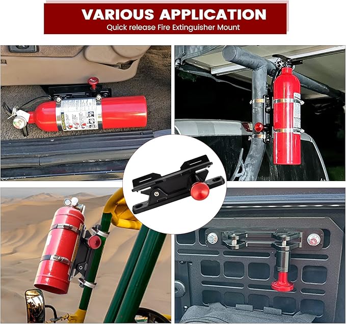 Quick Release Fire Extinguisher Holder - Car Fire Extinguisher Mount Bracket Aluminum for Vehicle UTV Jeep Truck Polaris Ranger Cam-Am X3 - Quick Clamps Mounting Bracket Heavy Duty