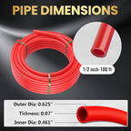 1/2 Inch-100 ft Foskan Red PEX-B Pipe,Water Tubing with a Pipe Cutter,10 PCS Brass Crimp Fittings & 30 PCS Pex Clamps