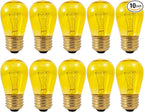 OHLECTRIC Yellow Night Light Bulbs (10-Pack) 11-Watt S14 Sign Bulb, Decorative Light Bulbs, E26 Medium Base, Colorful Bulbs, Dimmable, Sign Replacement Lamp for Indoor & Outdoor Use. Avg Hours 5000