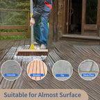 Floor Scrub Brush with Long Handle - 60" Heavy Duty Deck Brush with Stiff Natural Palmyra Bristle for Scrubbing, Outdoor Scrubber Brushes for Cleaning Concrete Floor, Garden, Patio, Shower