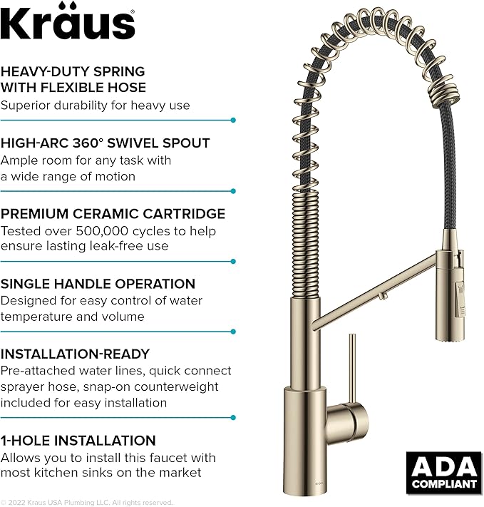 KRAUS Oletto 2-in-1 Commercial Style Pull-Down Single Handle Water Filter Kitchen Faucet for Reverse Osmosis or Water Filtration System in Spot-Free Antique Champagne Bronze, KFF-2631SFACB