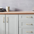 Goo-Ki 6 Pack Brushed Brass Cabinet Handle Drawer Pulls, 7.56 Inch(192mm) c-c Solid Zinc Alloy Modern Bar Pull Kitchen Hardware for Closet Dresser Wardrobe Cupboard Furniture