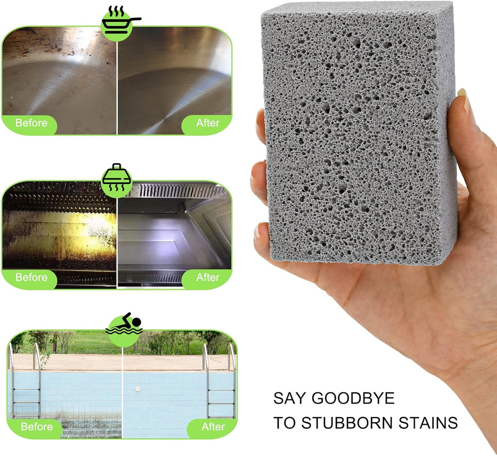 Maryton Grill Stone Cleaning Brick - Griddle Grills Cleaning Kit Block Pumice Stone for Removing Stains BBQ Grease, 3 Count