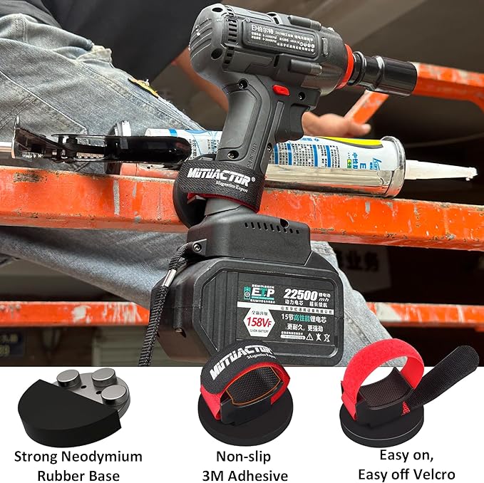 MUTUACTOR Magnetic Tool Holder - Heavy Duty, Quick Response, for Cordless Drills, Impact Wrenches, Screws, Bits, Nails & Hardware (1 Set)