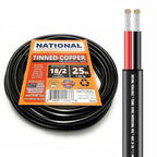 National Wire&Cable - 18/2 Tinned Copper Professional Wire (25 Feet) 18 AWG Gauge Stranded PVC Cord - 2 Conductor Electrical Wire - Made in USA - CL Rated/ETL Listed - LED Light, Low Voltage Cable