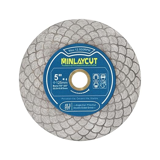 Diamond Tile Saw Blade 5" 125mm Cut Off Wheel for Cutting and Grinding Porcelain Ceramic Tile Marble Artificial Stone